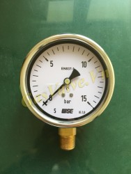 Đồng hồ đo áp suất Wise Hàn Quốc P253, vỏ inox D100, chân đứng đồng ren 15A, P0-15 Bar
