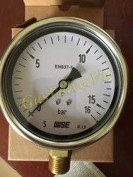 Đồng hồ đo áp suất Wise Hàn Quốc P253, vỏ inox D100, chân đứng đồng ren 15A, P0-16Bar