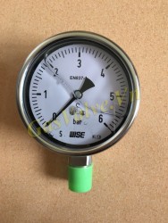 Đồng hồ đo áp suất Wise Hàn Quốc P259, vỏ inox D100, chân đứng đồng ren 15A, P0-6Bar